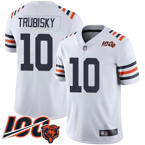 Chicago Bears Limited White Men Mitchell Trubisky Jersey NFL Football #10 100th Season->women nfl jersey->Women Jersey